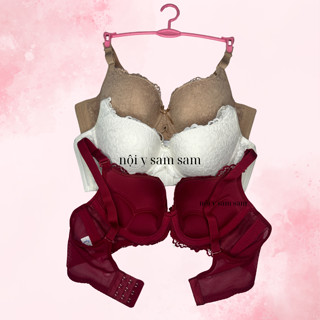 Áo ngực ren có gọng đệm lót mút mỏng 1cm hàng Việt Nam 3 móc gom nâng dây lưng bản to che ko bị ngất mỡ Sam Sam