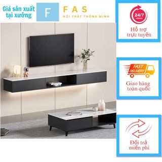 Kệ tivi treo tường cao cấp gỗ MDF phủ malamin vân đá sang trọng thương hiệu FAS755