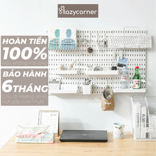 Bảng PegBoard đa năng Lazy Corner nhiều kích thước, bảng treo đồ PegBoard decor bàn học, setup góc làm việc, dán tường