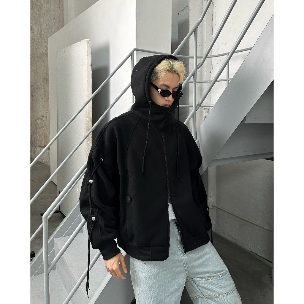 Áo Khoác Zip Cổ Cao Phối Dây Nỉ Bông Và Nỉ 2 Da YC1996 - áo khoác nỉ dây kéo phối dây | BigBuy360 - bigbuy360.vn