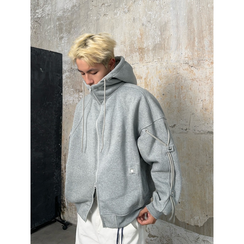 Áo Khoác Zip Cổ Cao Phối Dây Nỉ Bông Và Nỉ 2 Da YC1996 - áo khoác nỉ dây kéo phối dây | BigBuy360 - bigbuy360.vn