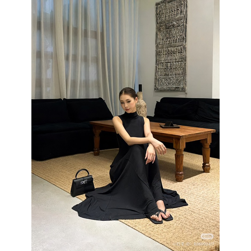 Đầm thun maxi sát nách cổ lọ phong cách thu đông basic | BigBuy360 - bigbuy360.vn