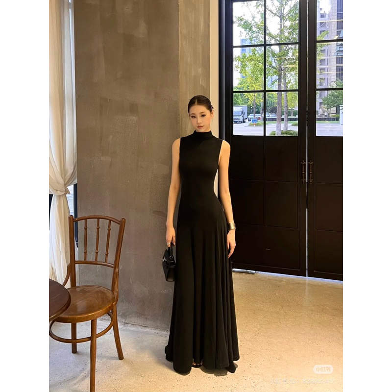 Đầm thun maxi sát nách cổ lọ phong cách thu đông basic | BigBuy360 - bigbuy360.vn