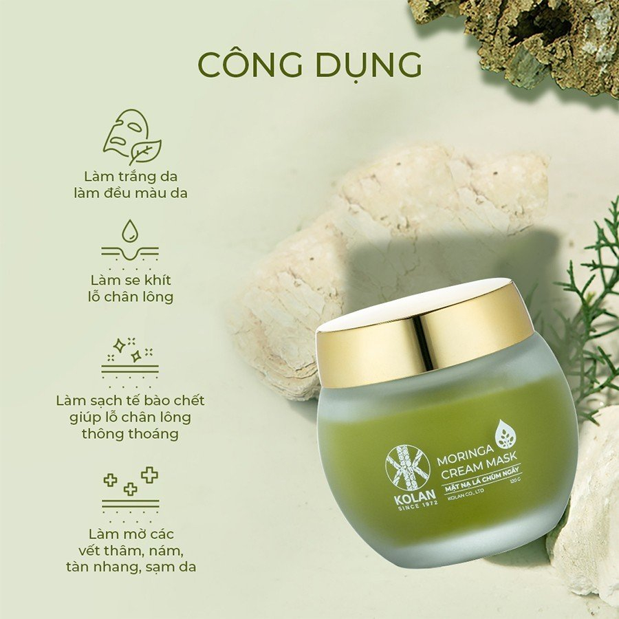 Mặt nạ dưỡng da chiết xuất chùm ngây làm trắng da, ngăn ngừa mụn, thâm nám, tàn nhang KOLAN