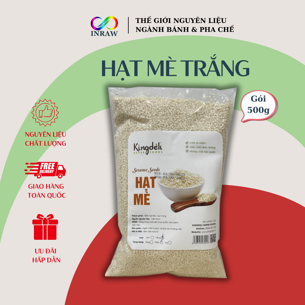 Hạt Mè Trắng Tách Vỏ Kingdeli (Gói 500gr)
