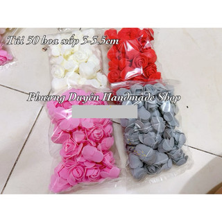 Túi 50 hoa xốp 3-3.5cm dán gấu, trang trí làm thiệp vv....