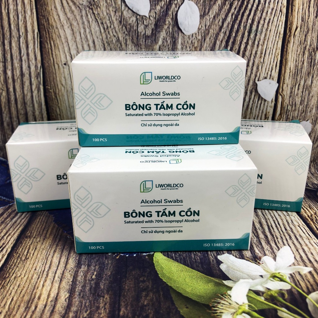 Bông tẩm cồn sát khuẩn hộp 100 miếng