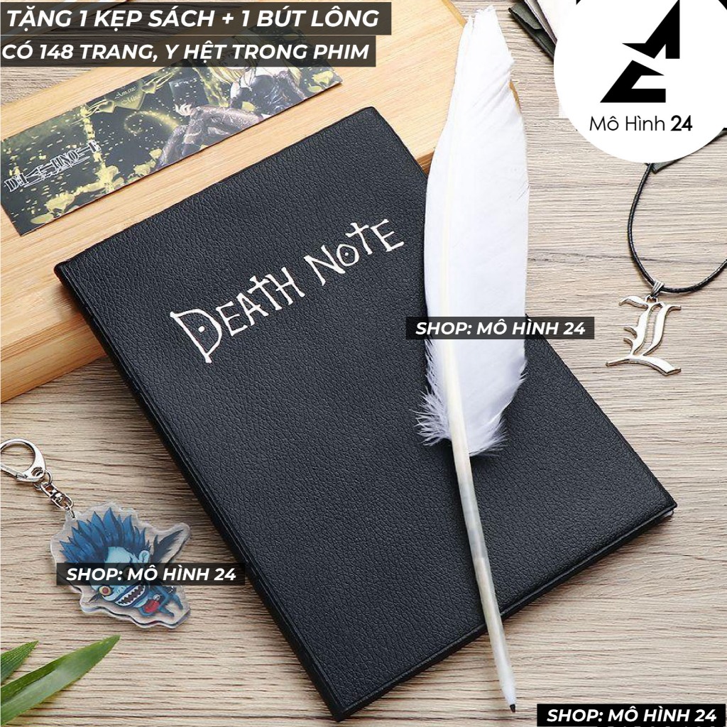 ✅ Sổ vở Death Note Cuốn Sổ Tử Thần Anime Manga tặng kèm bút lông và kẹp sách bìa da L kira Yagami Ra