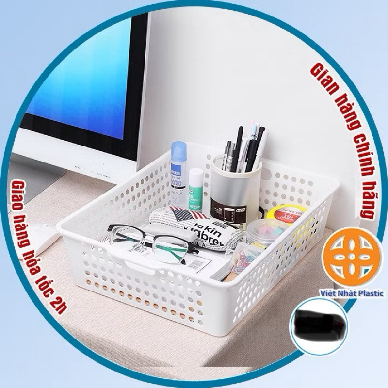 Khay nhựa chữ nhật, rổ nhựa B5, A4 Việt Nhật đa năng đựng tài liệu, đồ dùng văn phòng, học tập nhỏ g