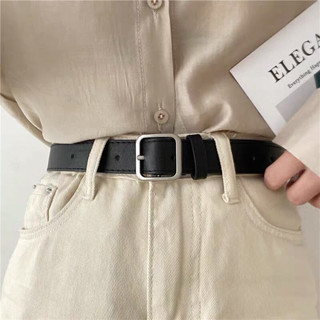 Dây lưng nam nữ unisex mặt vuông,dây nịt thắt lưng nữ nam bản to da đẹp học sinh viên đục sẵn lỗ nhỏ