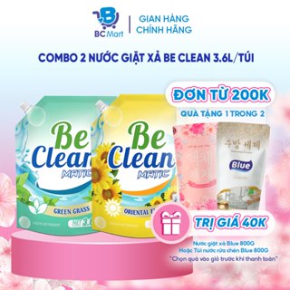 Combo 2 nước giặt xả Be Clean túi 3.6L - Hương Cỏ Xanh, Phấn Hồng và Phương Đông
