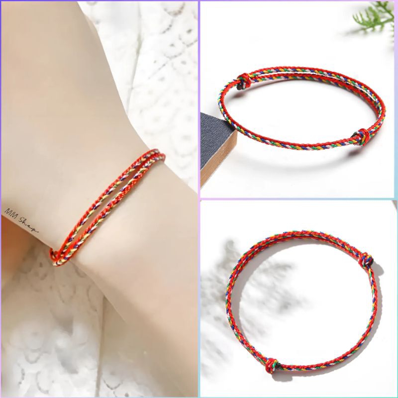Vòng tay, vòng đeo chân chỉ ngũ sắc may mắn cho nam và nữ, dây có thể điều chỉnh