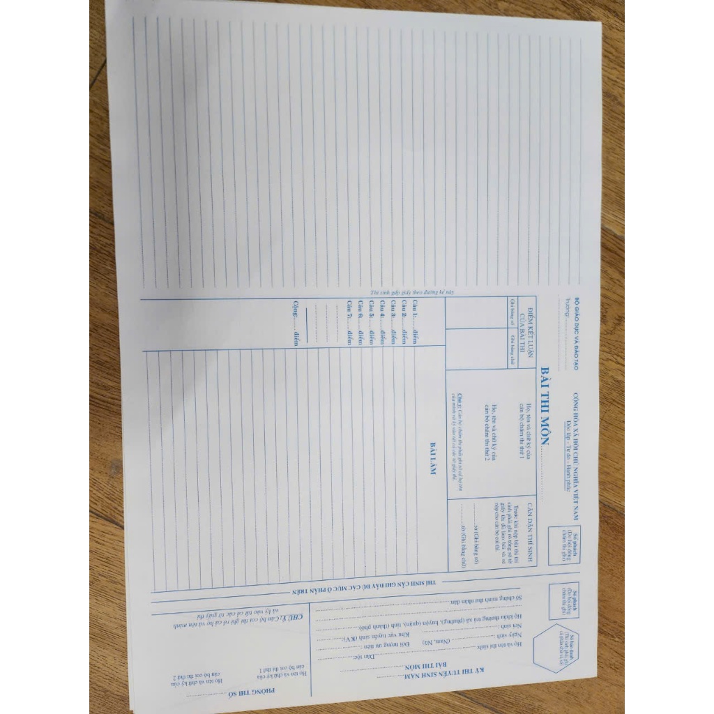 Giấy thi A3 (50 tờ) theo mẫu của Bộ GDĐT