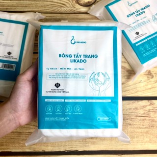  BÔNG TẨY TRANG 5 x 6 cm LIKADO bề mặt mịn 222 miếng  túi chăm sóc da 
