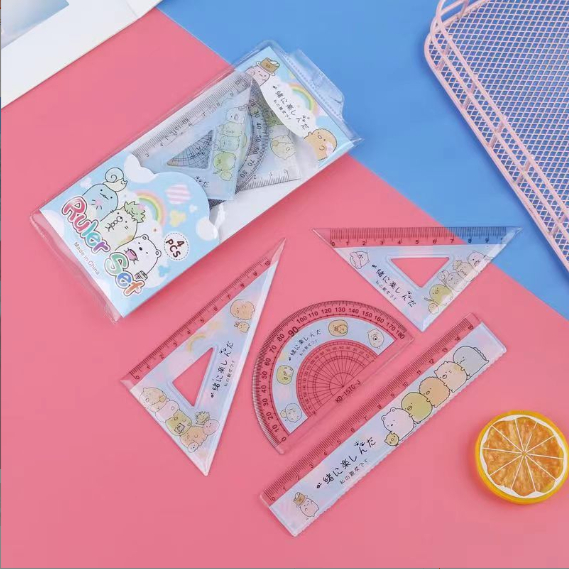 Bộ eke thước kẻ sumikko EKS1 dễ thương hình hoa
