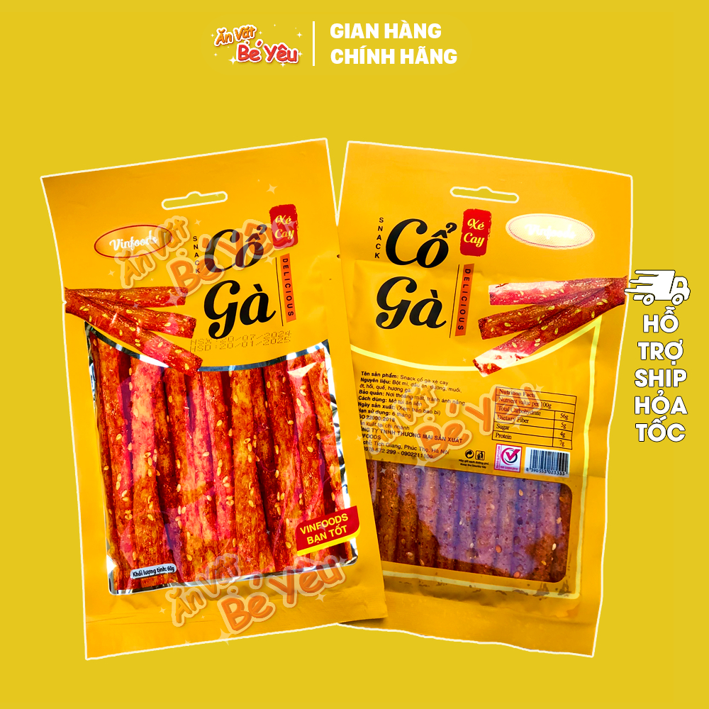 Snack cổ gà xé cay Vinfoods gói 60g thơm cay hấp dẫn