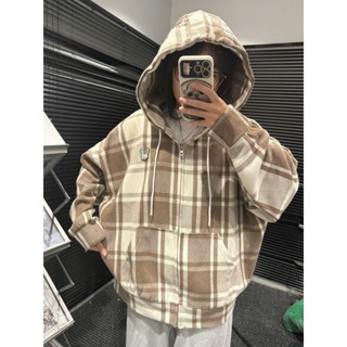 ÁO KHOÁC HOODIE ZIP CARO DẠ ÉP HÀN VINTAGE FOM RỘNG LUMI HOUSE