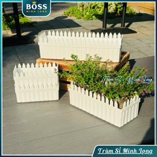  Chậu nhựa chữ nhật hàng rào tre Chậu trồng cây và hoa trang trí ban công Lan can Phòng làm việc nhà cửa sân vườn 