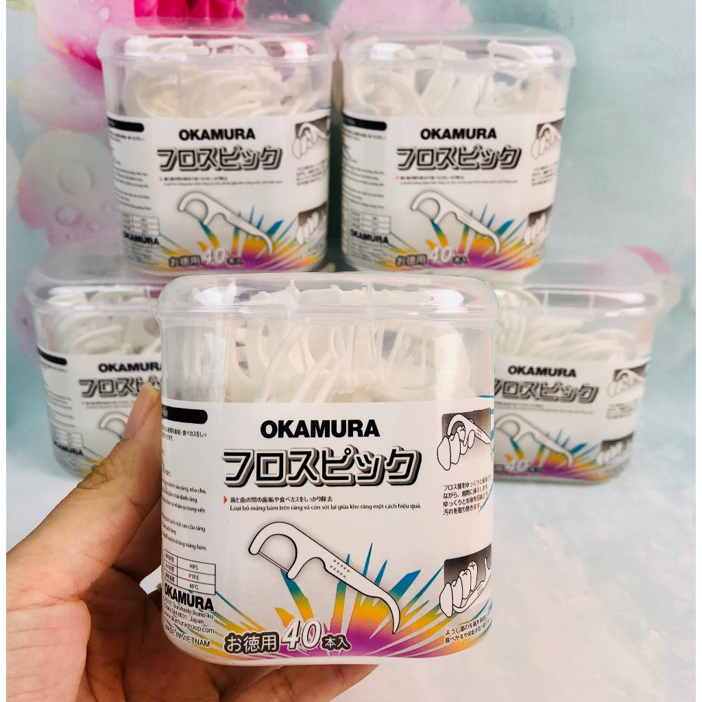Tăm chỉ kẽ răng Okamura - Tăm chỉ nha khoa Okamura chất lượng Nhật Bản 40 cây/ hộp