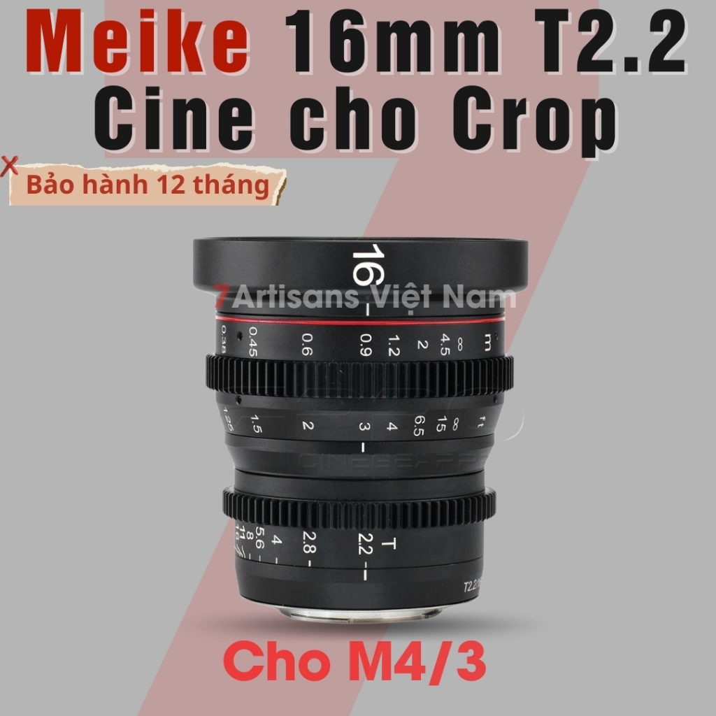 Ống Kính Cine Meike 16mm T2.2 - Wide Angle Cinema Lens - Olympus/Panasonic Lumix Cameras and BMPCC 4