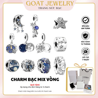 Charm Bạc S925 Blue Ngôi Sao Trăng Đêm Xanh Dương Trang Trí Vòng Tay