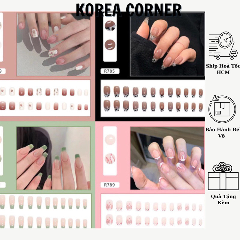 [Hoả Tốc HCM]….Set 24 móng trơn giả kèm keo