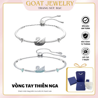 Vòng Tay Bạc Nữ Dây Rút Đính Đá Hình Thiên Nga Dazzling Lấp Lánh Tặng Hộp Đựng