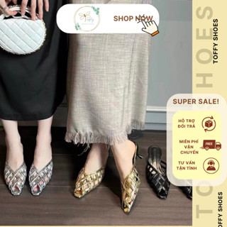 Giày sục nữ Mules rọ mũi vuông gót nhọn 4p cod sẵn size 35 đến size 42 cho nàng ngoại cỡ - Toffly Shoes
