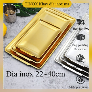  Đĩa inox Hàn Quốc TINOX Dĩa inox vàng chữ nhật đựng thịt nướng dụng cụ y tế filler botox 