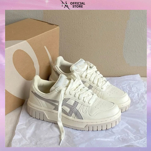 Giày Asics Court MZ Cream Black Gum, Giày Thể Thao Nam Nữ Asics Cổ Thấp, Đế Tăng Chiều Cao