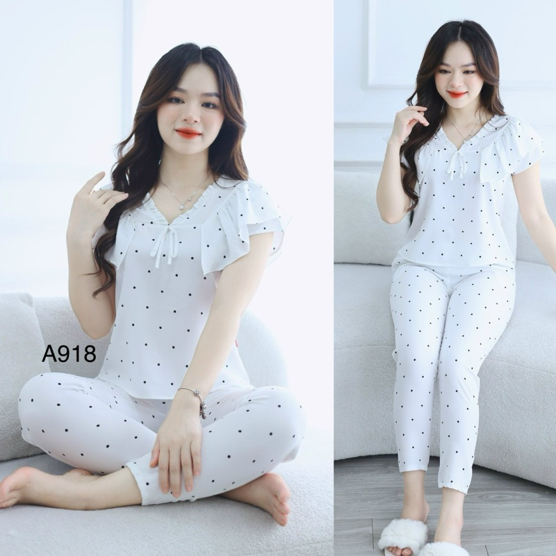 ( NEW ) Bộ Đồ Ngủ Nữ Pijama Quần dài tay ngắn Họa Tiết Đẹp Chất Lụa Cao Cấp Thoáng Mềm, Thấm Hút Co 