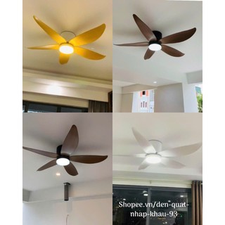  Quạt trần cổ ngắn 15cm,Quạt trần thấp 5 cánh lắp phòng khách-phòng ngủ động cơ DC có đảo chiều kèm điều khiển 