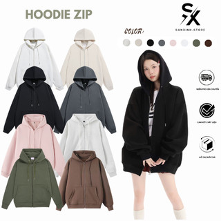 Áo khoác nỉ zip 8 màu phong cách chất nỉ bông cao cấp mềm mịn form rộng mũ lớn 2 lớp nam nữ - SXHZ04