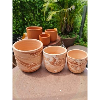 Chậu đất nung - Combo 3 chậu trứng da rắn