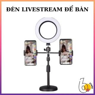Đèn Livestream Để Bàn 2 Kẹp Điện Thoại - Có Đèn Hỗ Trợ - Livestream - Quay TikTok - Bán Hàng - Vblog-SIX STORE