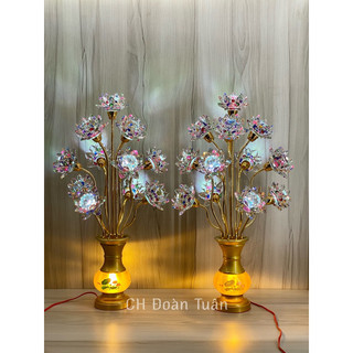 MỘT CẶP ĐÈN BÌNH BÔNG PHA LÊ CAO CẤP (13 BÔNG)