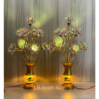 MỘT CẶP ĐÈN BÌNH BÔNG PHA LÊ CAO CẤP (13 BÔNG)