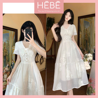 Set váy nữ Ellie Dress thiết kế in hoa nổi cá tính, Đầm nữ thời trang chất voan hai lớp cao cấp tiểu thư điệu đà HEBE