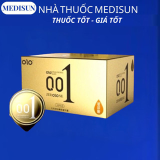 Bao cao su siêu mỏng có gai OLO 001 Vàng  nhiều GEL kéo dài thời gian size 52mm( Hộp 10C)