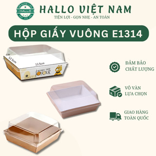 Hộp giấy vuông hình gấu/trắng/nâu E1314 đựng bánh bông lan trứng muối, bánh kem, bánh ngọt