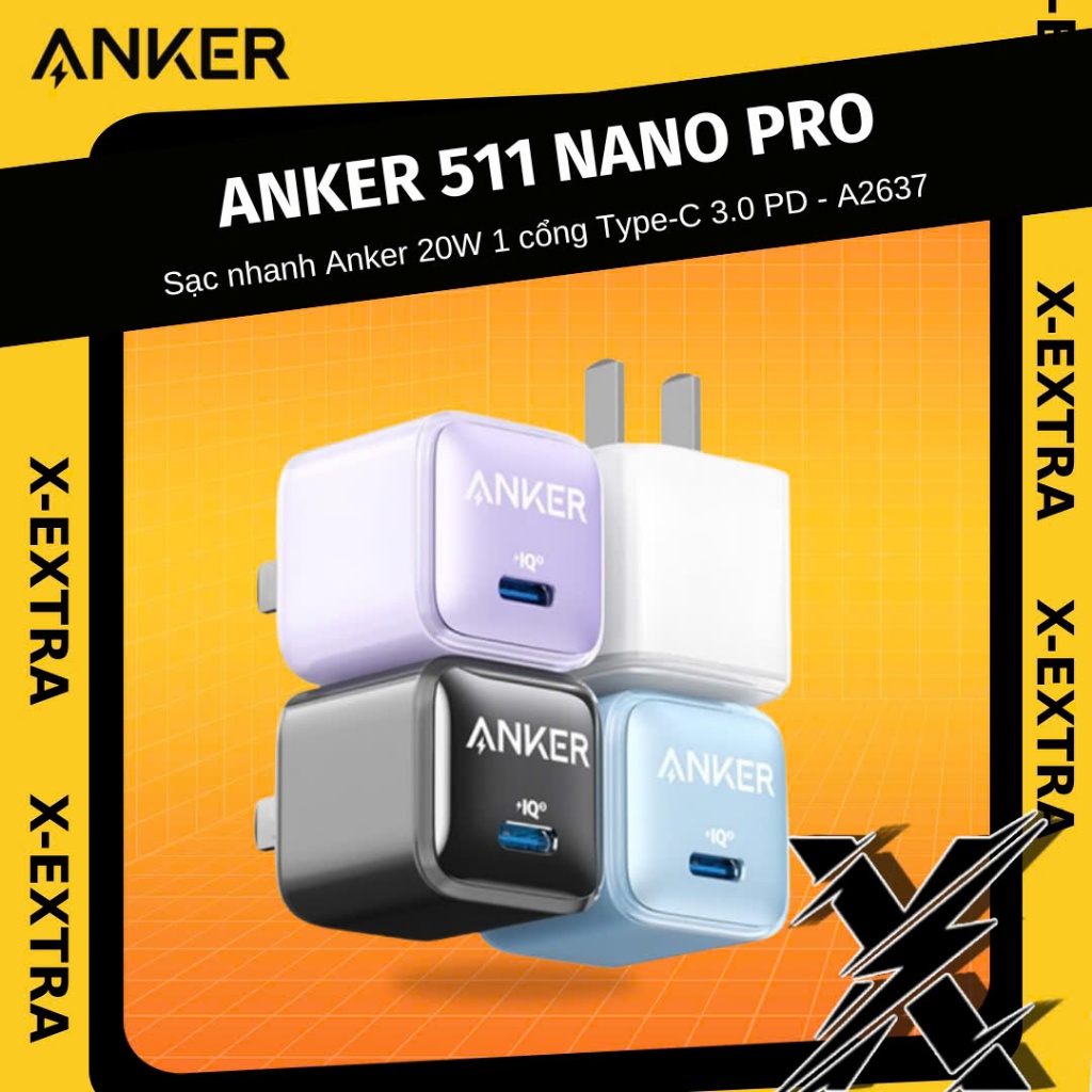 Củ sạc Anker A2637 Nano Pro 20w sạc nhanh các thiết bị di động PD/IQ 3.0, màu sắc đa dạng - BH 12 Tháng | BigBuy360 - bigbuy360.vn