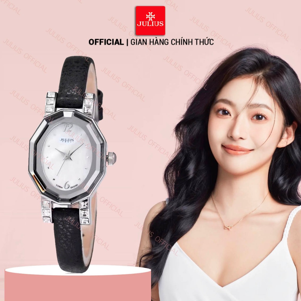 Julius JA-628 đồng hồ nữ Julius dây da đen | Julius Official
