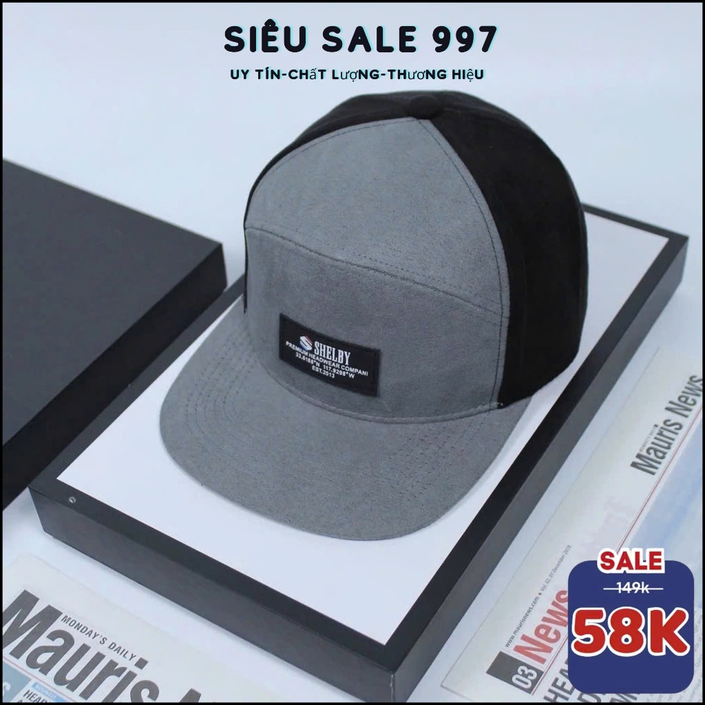 (S1130+HỘP) MŨ SNAPBACK S CAO CẤP SHELBY CHẤT DA MỊN, MŨ SNAPBACK XỊN NGẦU