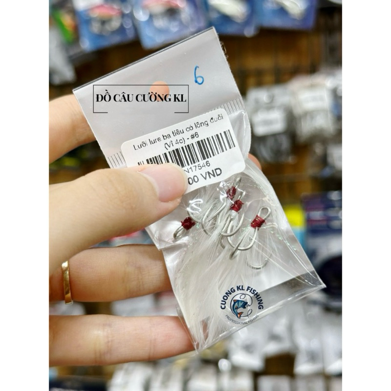 Lưỡi lure ba tiêu có lông đuôi (Vỉ 4c) câu cá