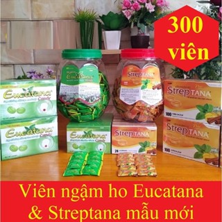 VIÊN KẸO NGẬM HO STREPTANA / EUCATANA VỊ GỪNG QUẾ VÀ BẠC HÀ HỘP 300 VIÊN