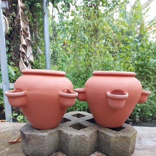 Chậu đất nung - chậu chum 5 túi miệng 12 x cao 20 (miệng túi 4cm)