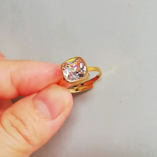 NHẪN TITAN MẶT ĐÁ MẠ VÀNG