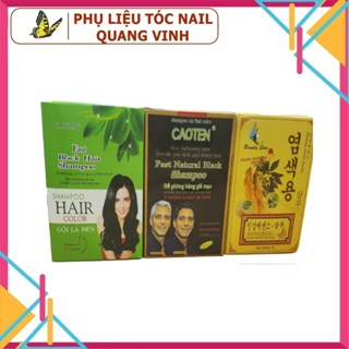 Combo hộp 10 gói gội là đen, gội là nâu thảo dược/oliu/nhân sâm (30ml/gói)