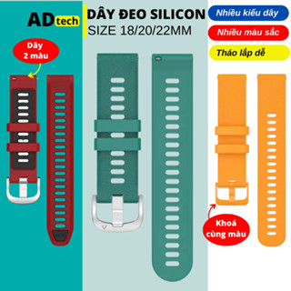 Dây đồng hồ silicon dây cao su size 22mm 20mm 18mm chốt thông minh, cho Garmin Huawei và ĐH truyền thống - A1