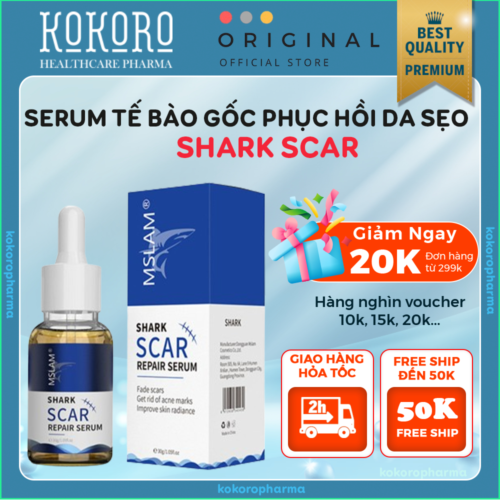 Tinh Chất Mờ Sẹo Rỗ, Sẹo Chân Đinh SHARK SCAR - Tế Bào Gốc Cá Mập SHARK SCAR Mờ Sẹo Lâu Năm, Sẹo Rỗ 